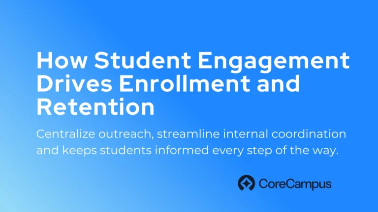 The CoreCampus CRM centralizes outreach, streamlines internal coordination and keeps students informed every step of the way.